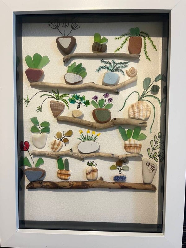 Seaglass & Pottery ‘Plant Shelves’ A