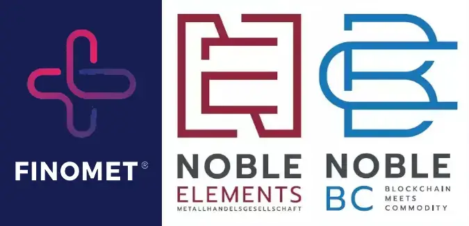 Partnerlogos von INVEST ELEMENTS, Noble Elements und Noble BC als Hinweis auf Kooperation und Rohstoffhandel.