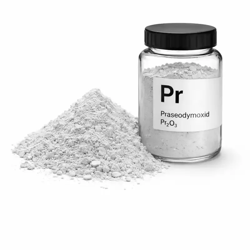 Praseodymoxid Rohstoff für Magnetmaterialien, Glas und Hightech – Einsatzbereiche und Factsheet entdecken.