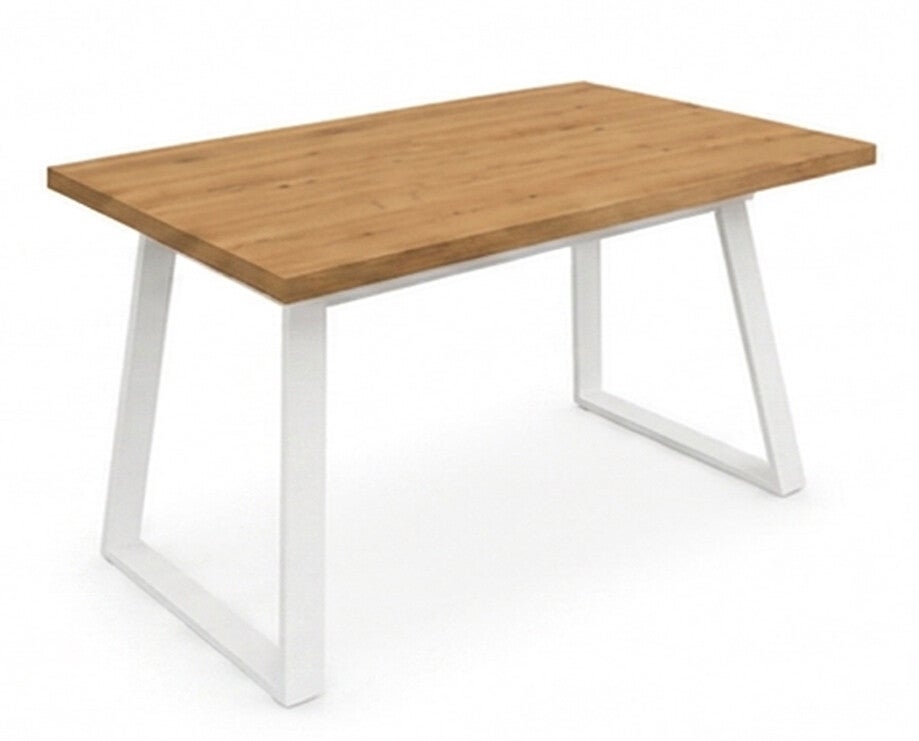Mesa Comedor, Pata Blanca · EXTENSIBLE TRAPECIO · Ref. DBW-082