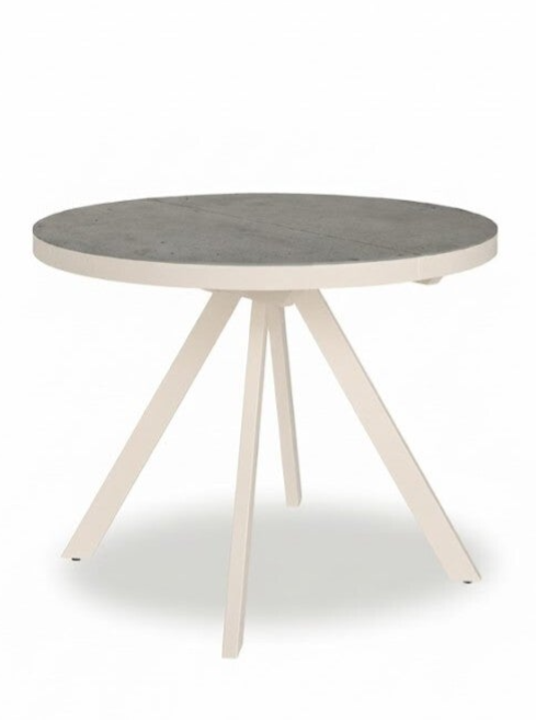 Mesa Comedor · REDONDA EXTENSIBLE Estructura Metálica Marfil · Ref. DBW-088
