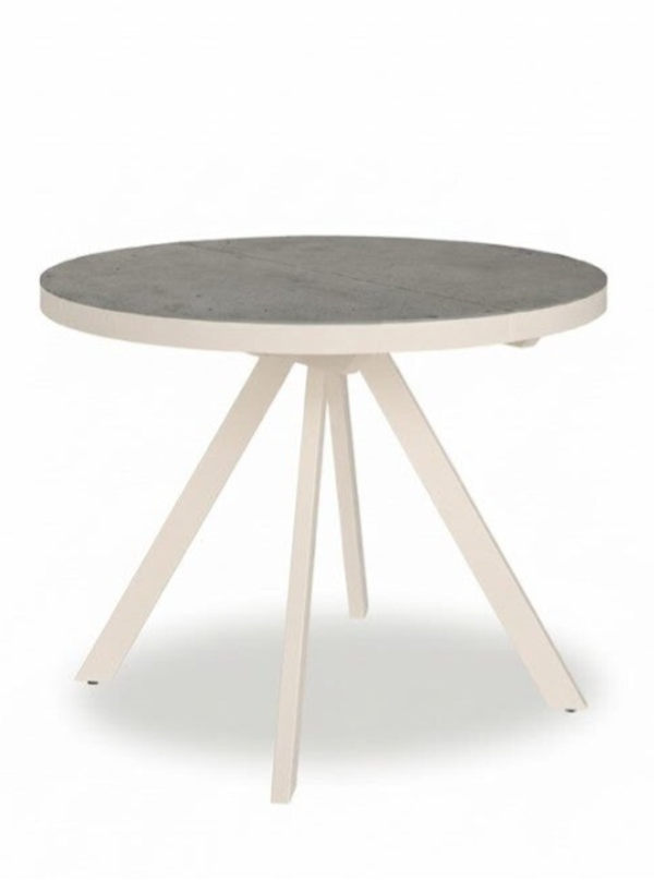 Mesa Comedor · REDONDA EXTENSIBLE Estructura Metálica Marfil · Ref. DBW-088