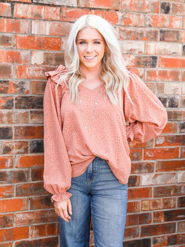 Cheetah Ruffle Blouse