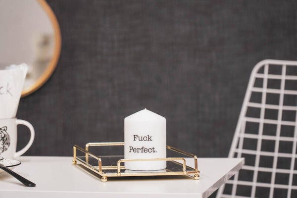 Kaars Wit - Fuck Perfect - 7x7x10cm