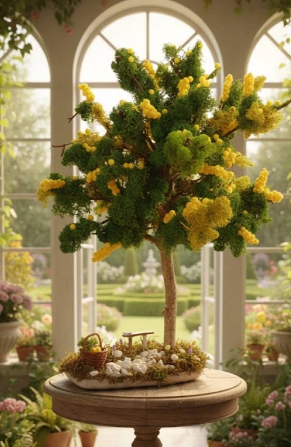 arbre mimosa et son jardin