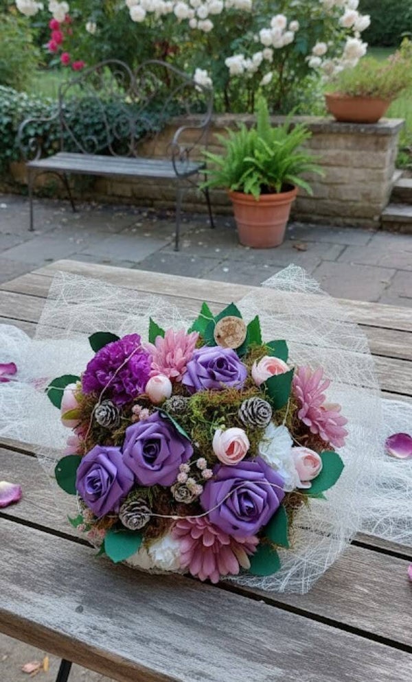 Bouquet éternel violet semi naturel