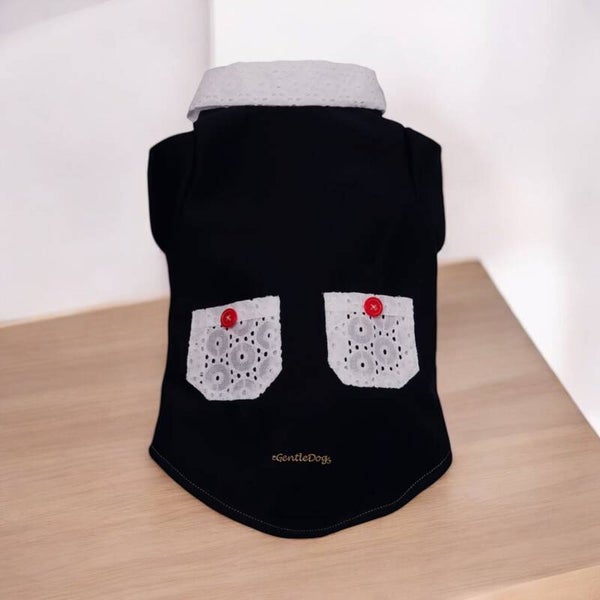 Elegantes Marineblaues Hundehemd mit Klettverschluss