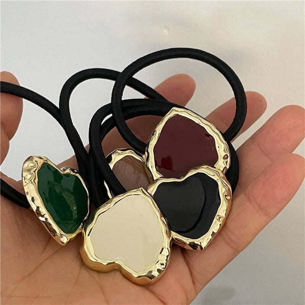 Attache cheveux "COEUR" café