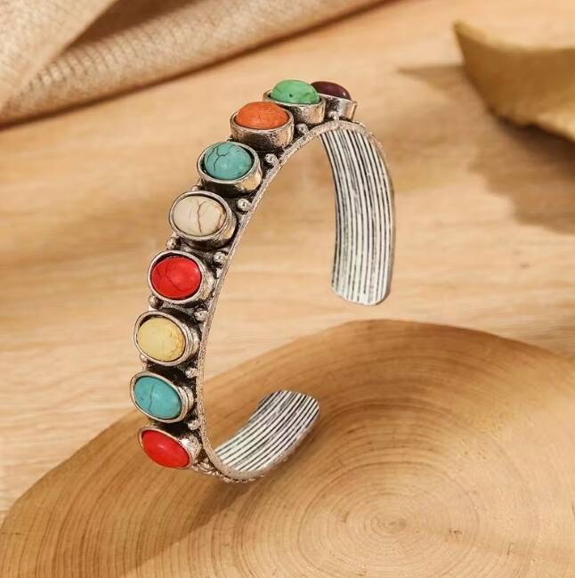 Bracelet Manchette Turquoise – Style Bohème