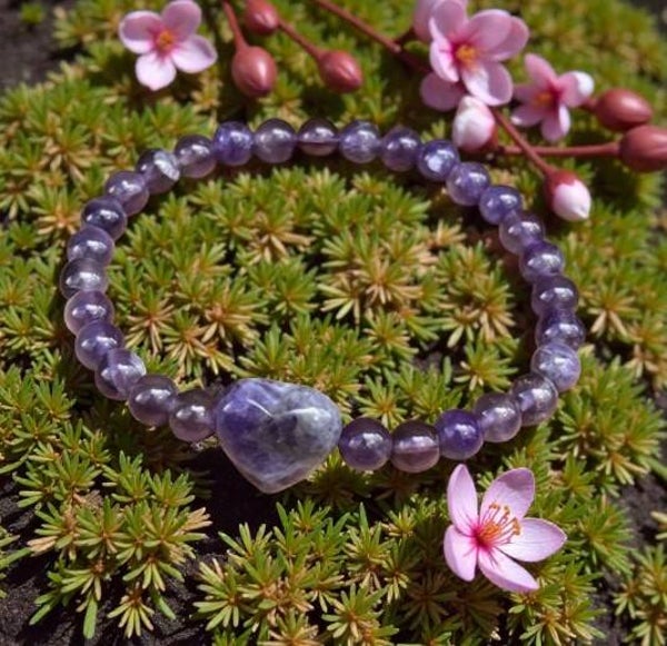 Bracelet Cœur Améthyste – Pierres Naturelles