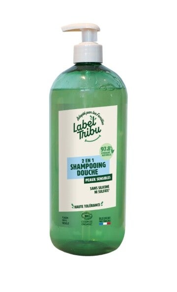 Shampoing Douche 2-en-1 Peaux Sensibles – Sans Parfum – Bio & Vegan – 1L