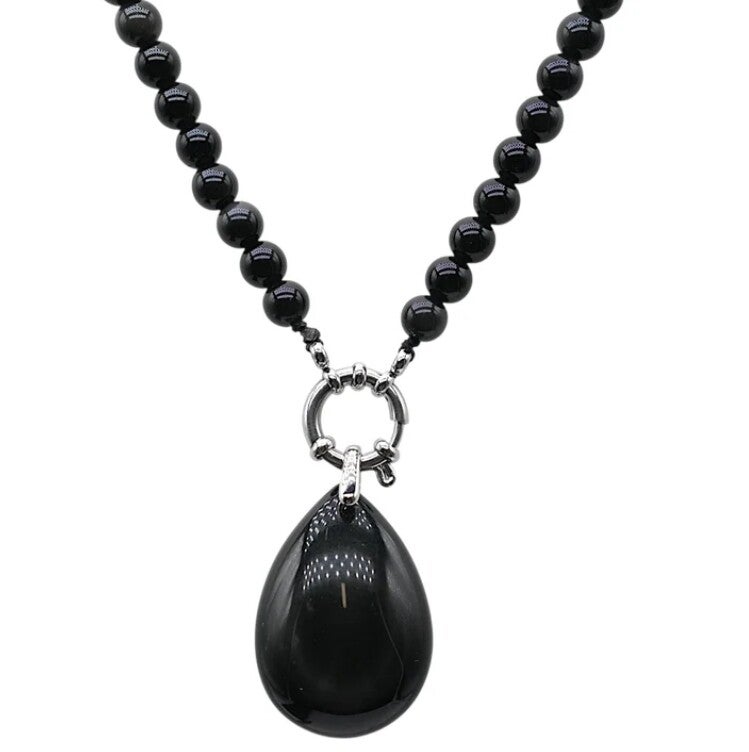 Collier Création Artisanale en Pierre d'Obsidienne Céleste