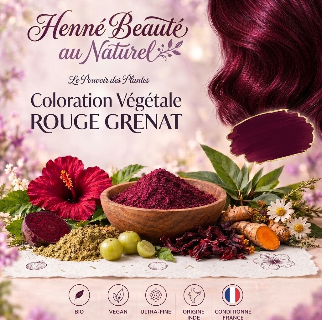 Rouge Grenat – Coloration Végétale BIO - Exclusivité Henné Beauté au Naturel