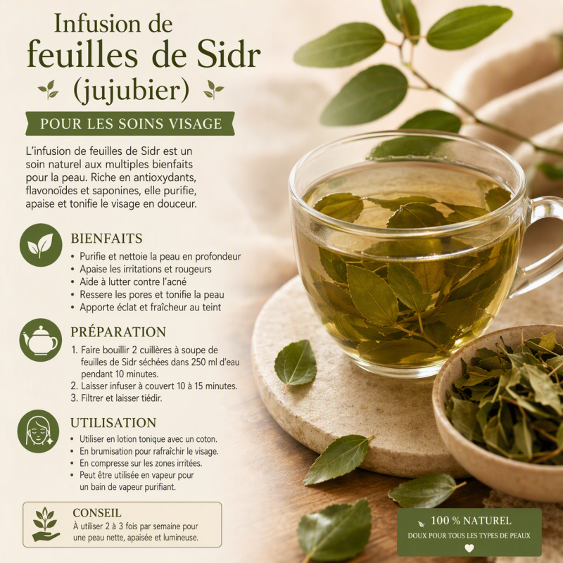 Infusion feuilles de Sidr soin cutané