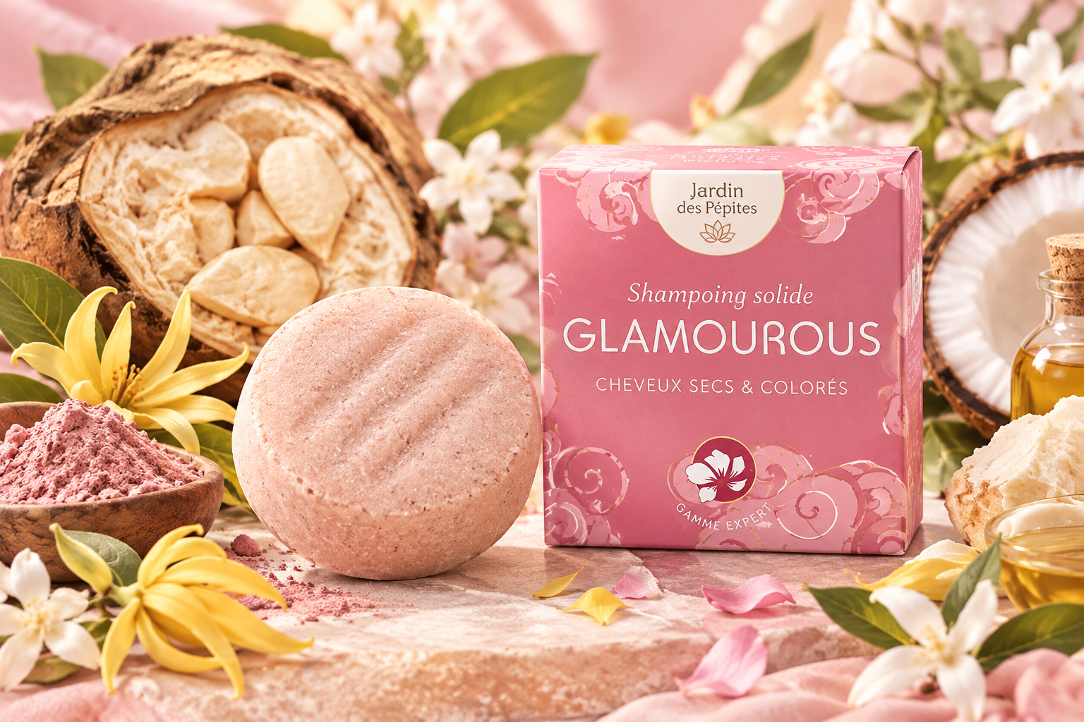GLAMOUROUS - Shampoing solide - Cheveux secs & Colorés -
