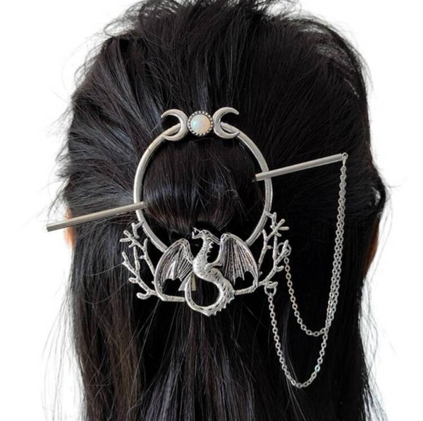 Bijou de cheveux Lune & Dragon