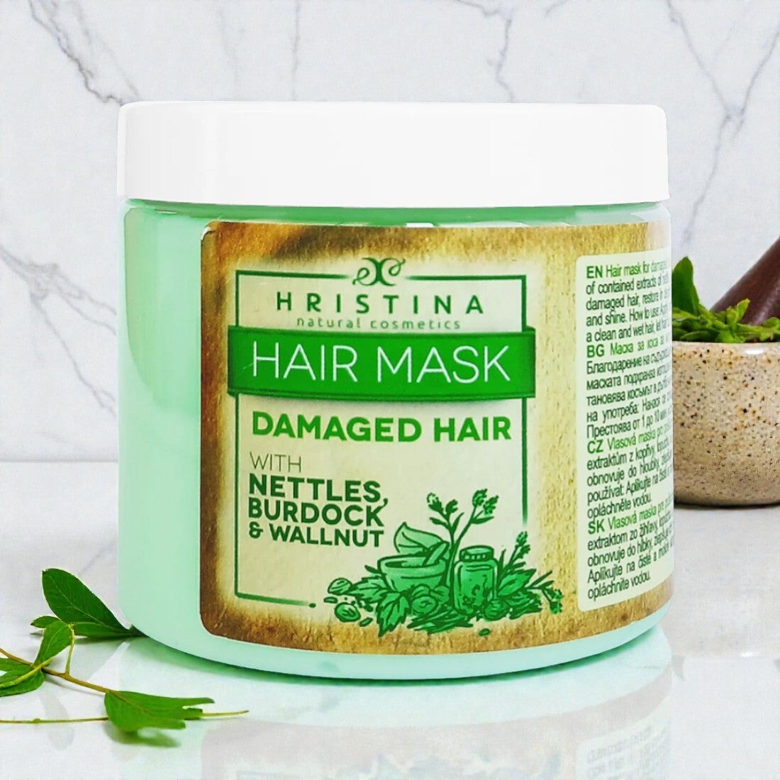 Masque Cheveux Abîmés - Ortie, Noix & Bardane - 200 ml