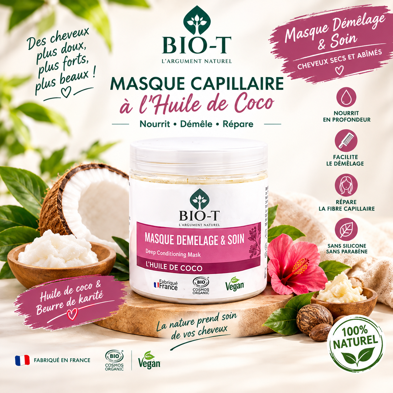 Masque Démêlage & Soin 3 en 1 - Bio-t -