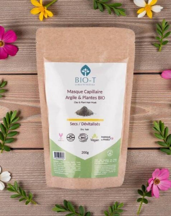 Masque Dégorgement & Soin "Argile & Plante" Cheveux Secs - 200 gr - Bio-T