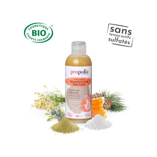 Shampoing traitant certifié Bio Propolis, Miel, Argile & Cade