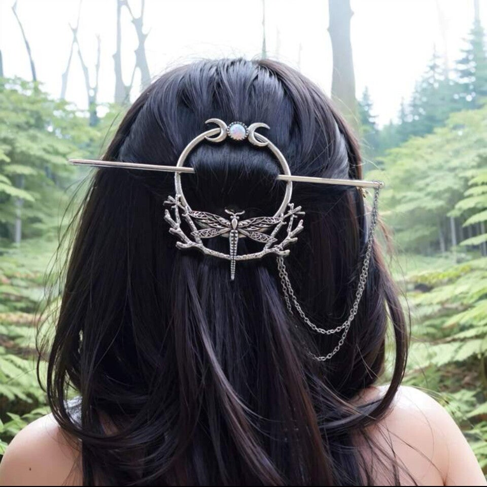 Bijou de cheveux Lune & Libellule