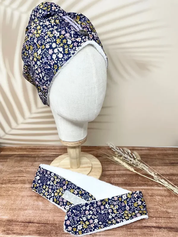 Turban Séchant en Coton –  Eponge de Bambou ou Nid d'Abeille