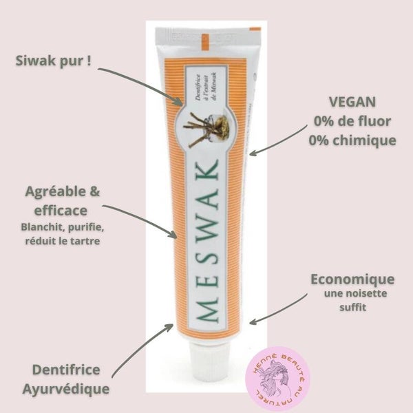 Dentifrice Ayurvédique MESWAK® Anis, Menthe ou Citron