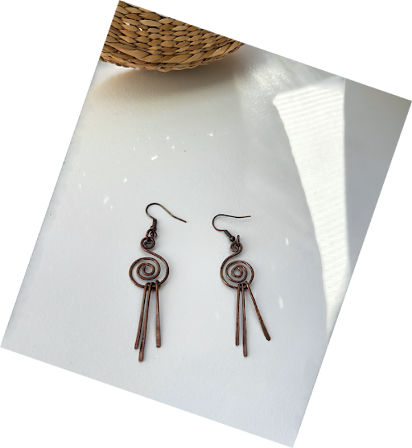 Hammered Antiqued Copper Dangle