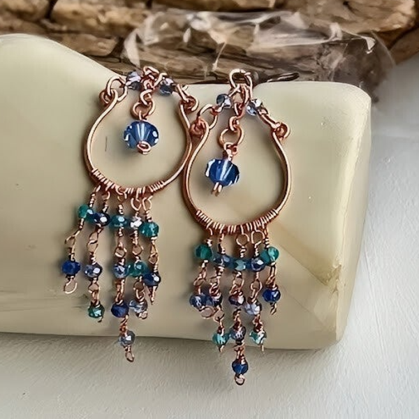 Copper and Blue Chandelier