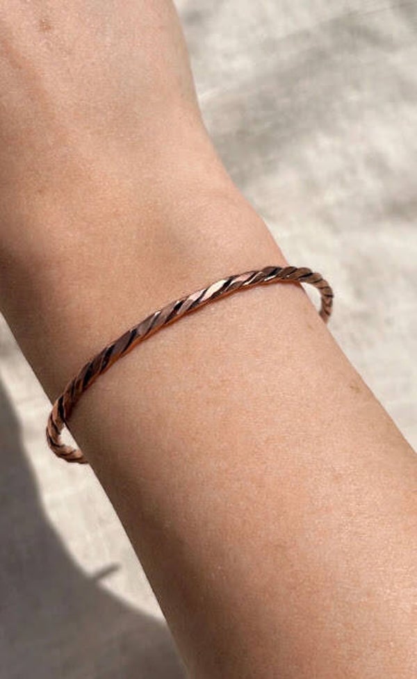 Hammered Copper Twisted Cuff Bracelet # 056