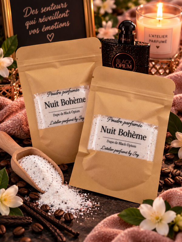 Poudre parfumée " Nuit bohème dupes Black opium"