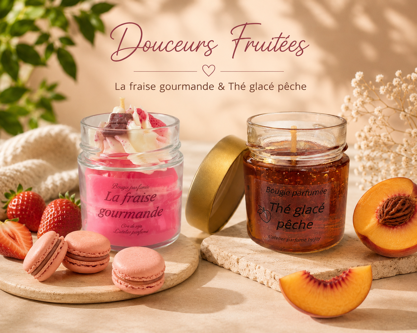 Bougie Thé glacé pêche et la fraise gourmande