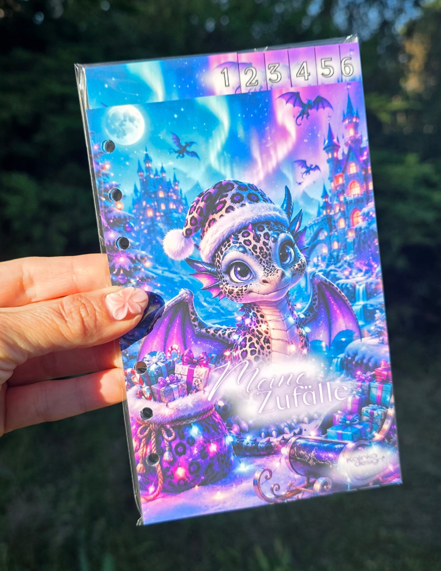 Zufälle Weihnachtsdrache lila/türkis