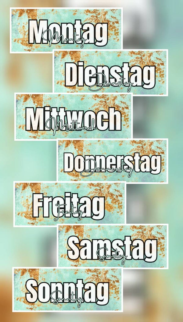 A6 Wochen-Tag-Trenner Set "grün/gold"