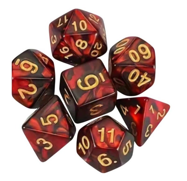 Würfelset "rot/gold"