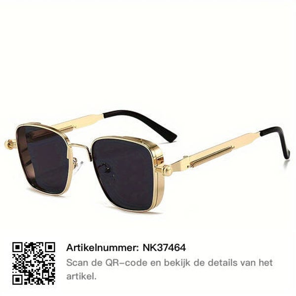 Steampunk Retro Dikke Vierkante Frame Metalen Zonnebril, Heren Dames Vakantie Feestdecors Foto Rekwisieten