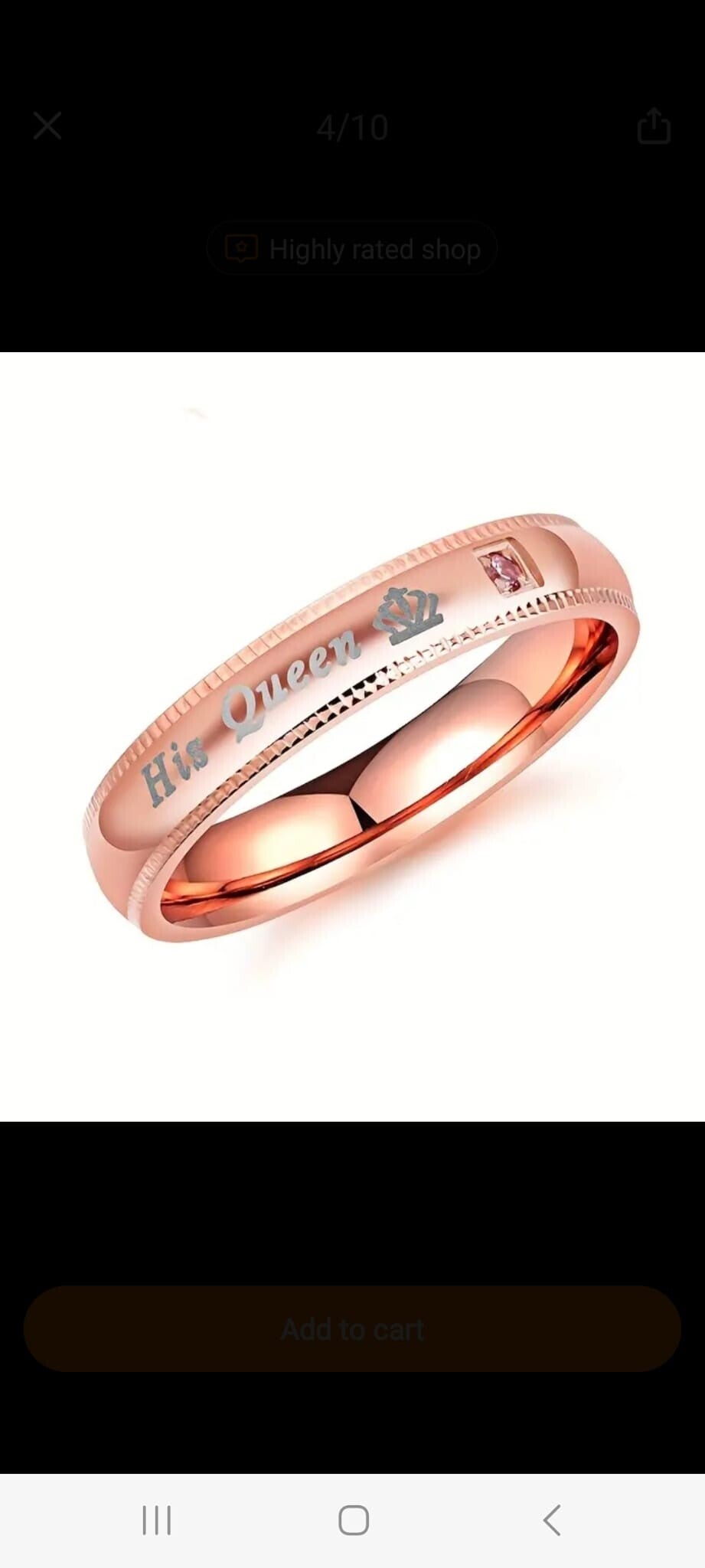 HIS QUEEN RING ROSEGOLD COLOR SIZE 10