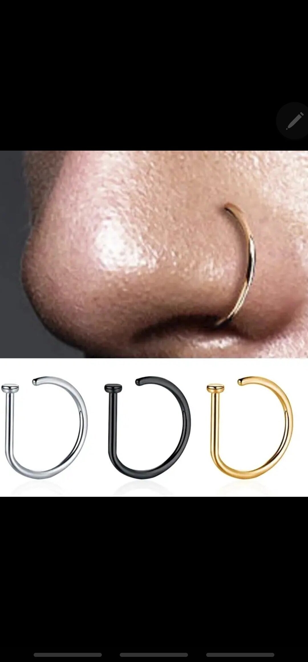 1pc Men's Fake Piercing Nose Ring Earrings Fashion Punk Non Piercing Nose Clip Stainless Steel Piercing