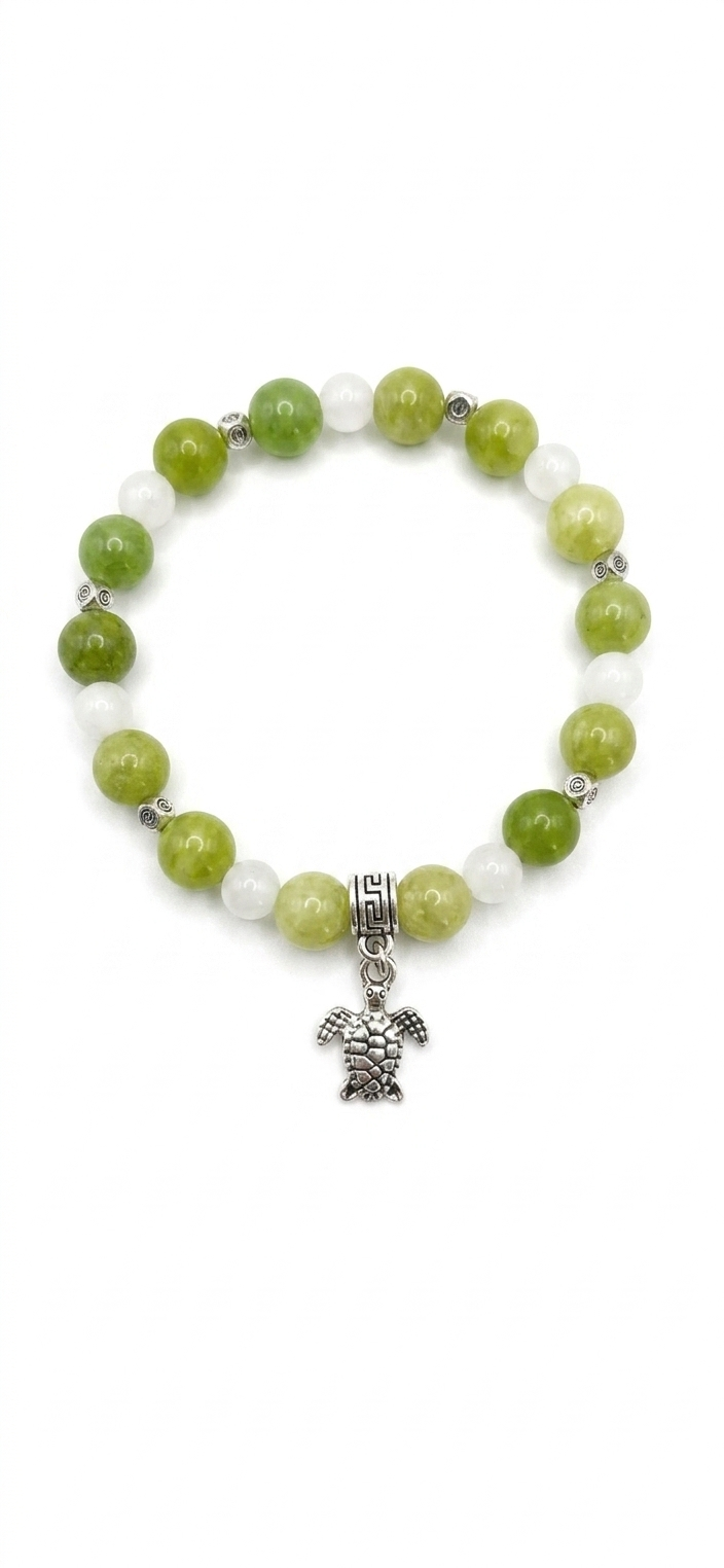 Bracelet Souffle de Gaïa en péridot & pierre de lune