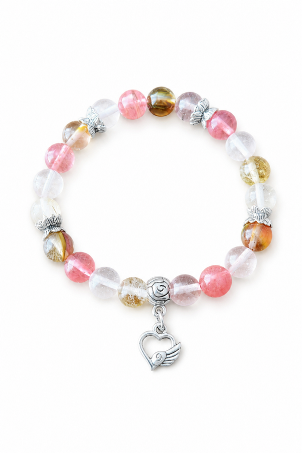 Bracelet cocon du coeur en tourmaline melon d'eau 8mm