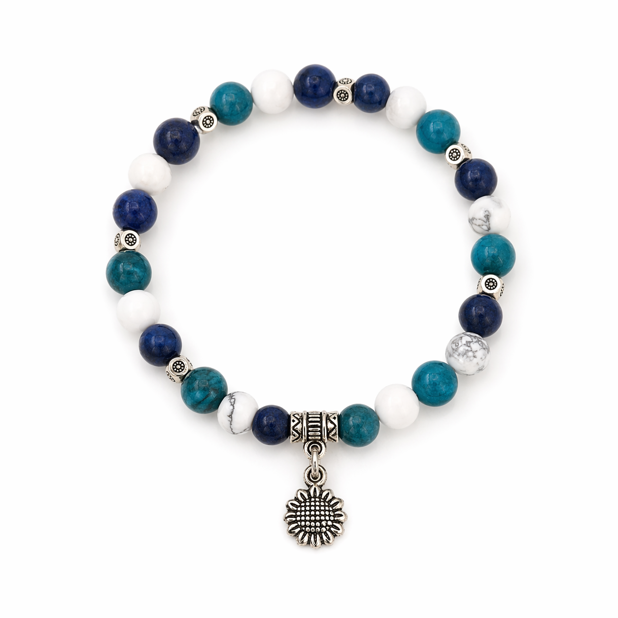 Bracelet Expression & Sérénité en Apatite, Howlite & Lapis Lazuli 6 mm