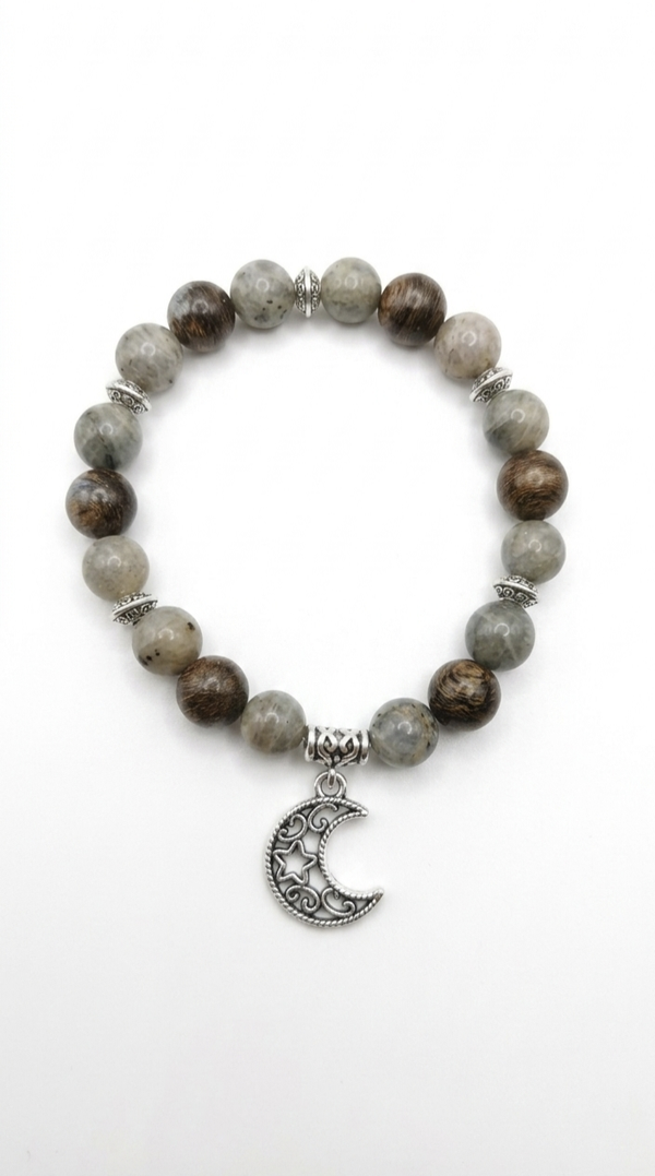 Bracelet clair de lune protecteur en labradorite & bronzite