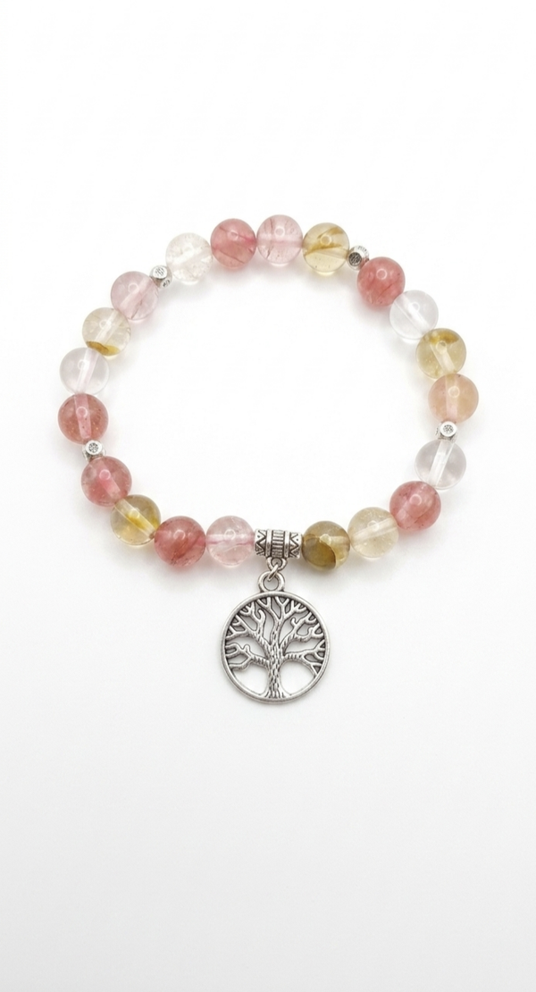 Bracelet rosée d'amour en tourmaline melon d'eau