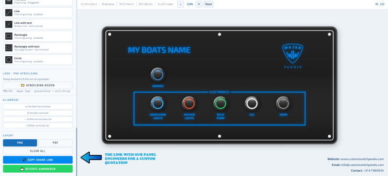 Online switch panel configurator 12V / 24V