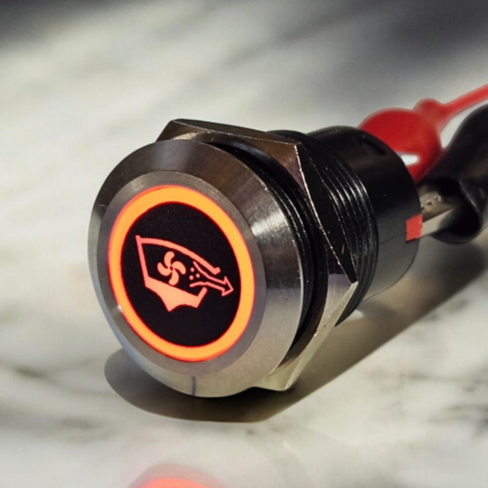 NorTide IP67 12V pushbutton with red backlight label sticker