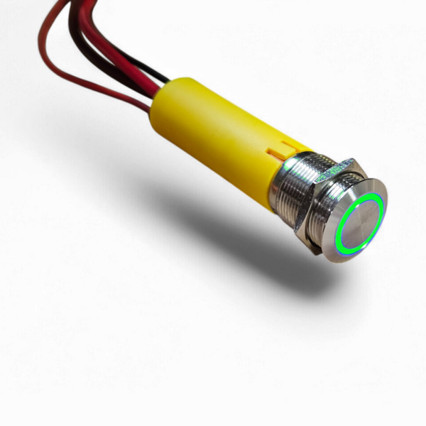 NorTide RVS IP67 drukknop schakelaar met interne zekerning | 12V / 24V groene LED