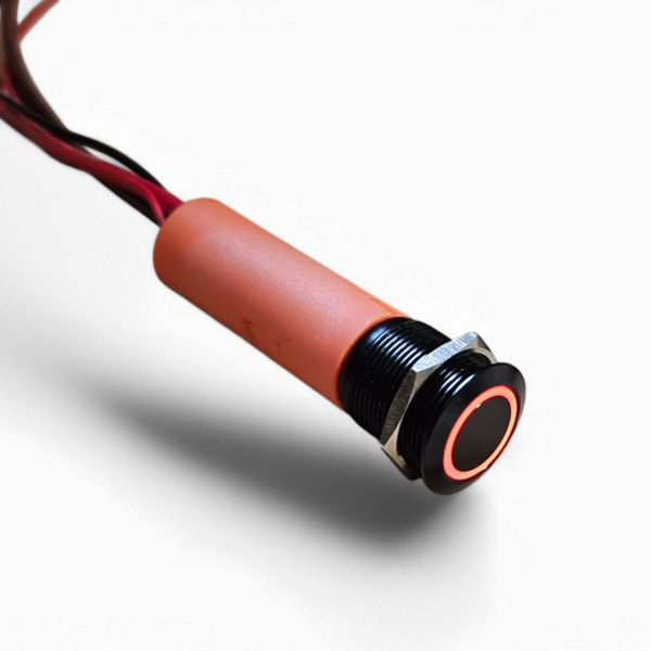 NorTide zwarte IP67 drukknop schakelaar met interne zekerning | 12V / 24V rode LED