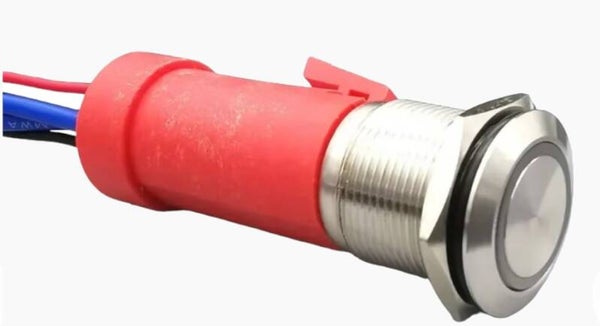 Edelstahl druckknopf schalter 12V / 24V 18A IP65 Blau LED | Silber