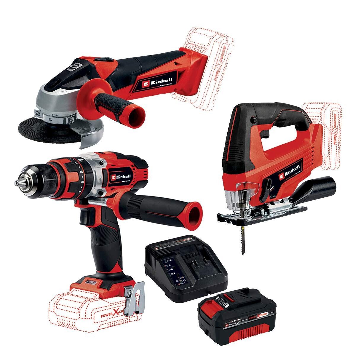 Einhell Akku Maschinenset-Set, 5-teilig