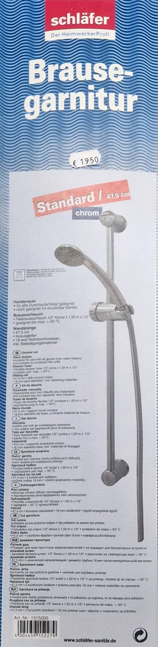 Brausegarnitur Schläfer Standard 47,5 cm chrom